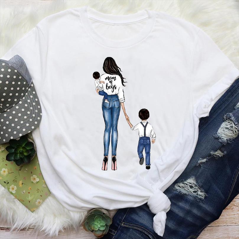 

and women mom son men boy cute womens mama cartoon fashion casual mother graphic tees clothes print lady female, White;black