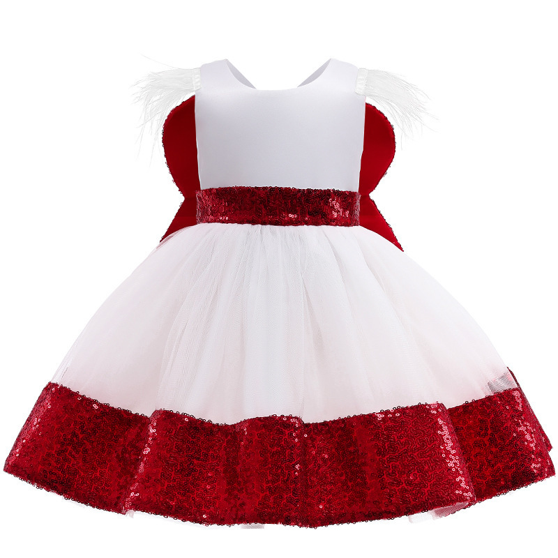 

Girl's LZH Christmas Evening Autumn New Children's Bowknot Mesh Kids Baby Girls Princess Dress Party Dresses 1023, Pink