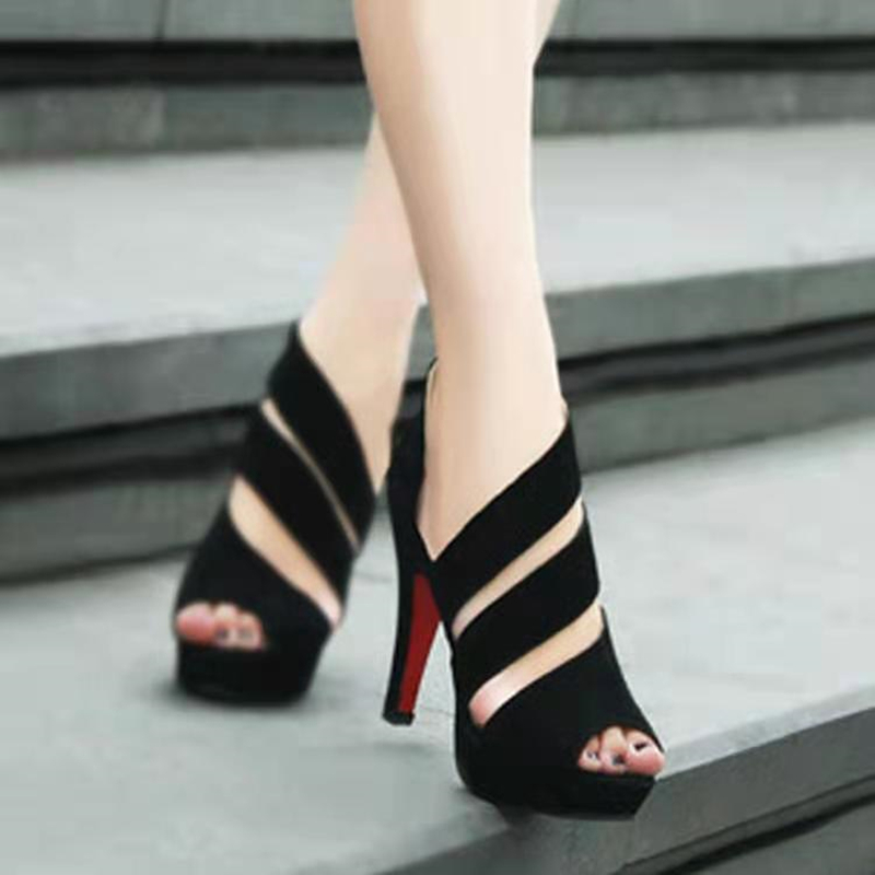 

Designer Shoes summer night women Fish mouth side zipper shigh-heeled shoe with documentary waterproof Taiwan high tide Party dancing shoes, Black