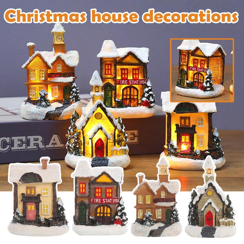 

Christmas Decorations Decoration Luminous Wooden House Creative Small Home Party El Restaurant Tree Pendant Diy