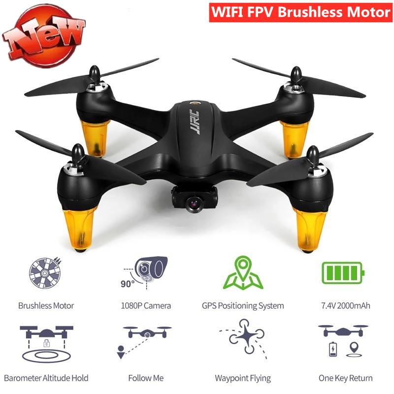 

WIFI FPV With Wide Angel HD Camera Foldable Brushless RC Quadcopter GPS Position Follow Me One Key Return phone Control aircraft, Black