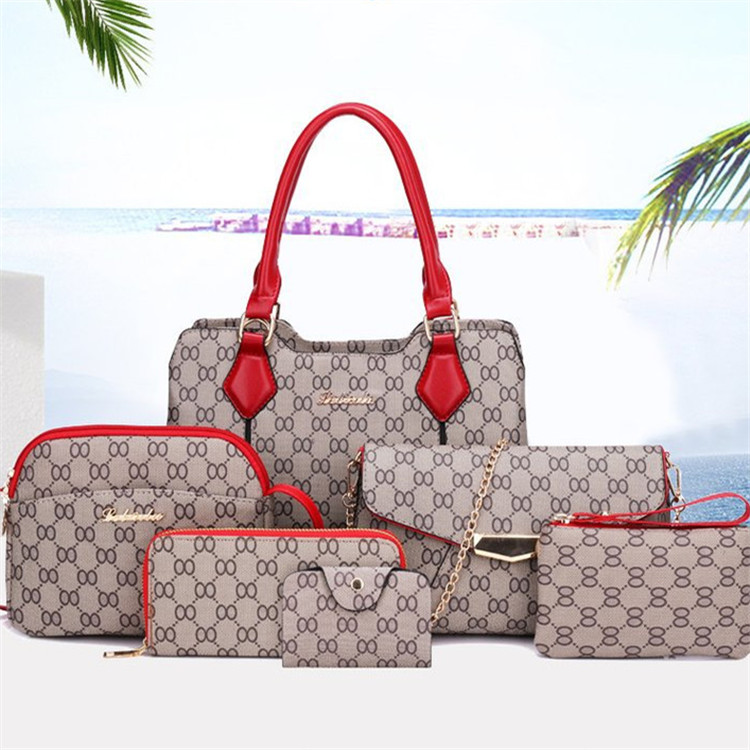 

women fashion shoulder bags elegant Joker printed womens handbag simple atmospheric color matching portable mother bag multifunctional leather handbads, Red(boutique box)