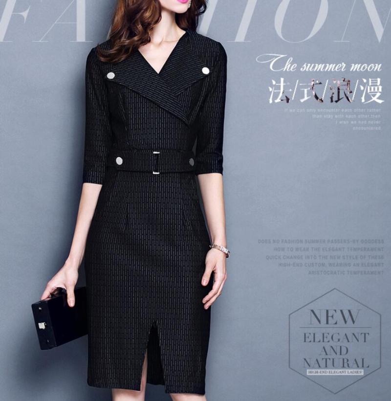 

Summer Fashion Women Dresses V-Neck Social Network Celebrity Knitted Dress Italian Feminine Banquet Maternity, Black