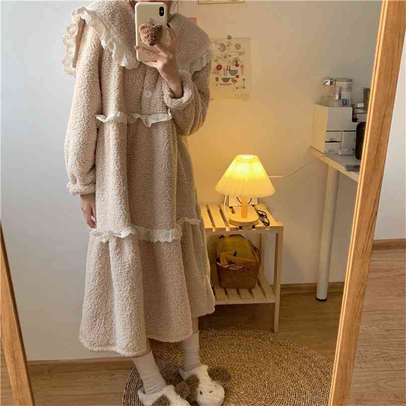 

Vintage Nightwear Retro Elegant Princess Soft Homewear Sweet High Quality Casual Loose Nightdress Pajamas 210525, Photo color
