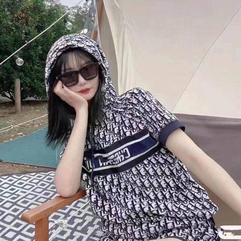 New hooded short sleeve casual sportswear women's shorts loose fashion H52Q