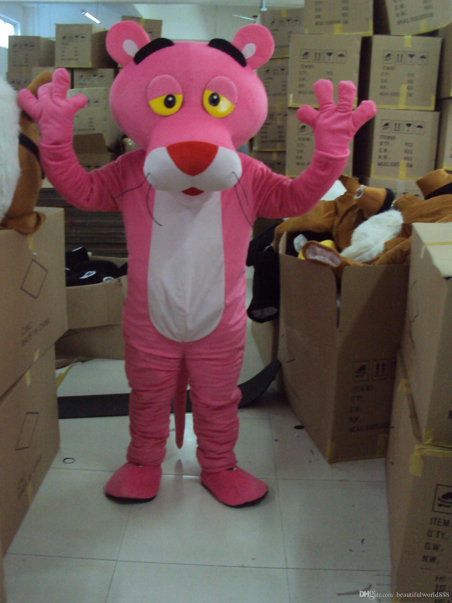 

2018 High Quality Pink Panther Mascot Costumes Cartoon Character Adult Sz 100 %Real Picture, Brown
