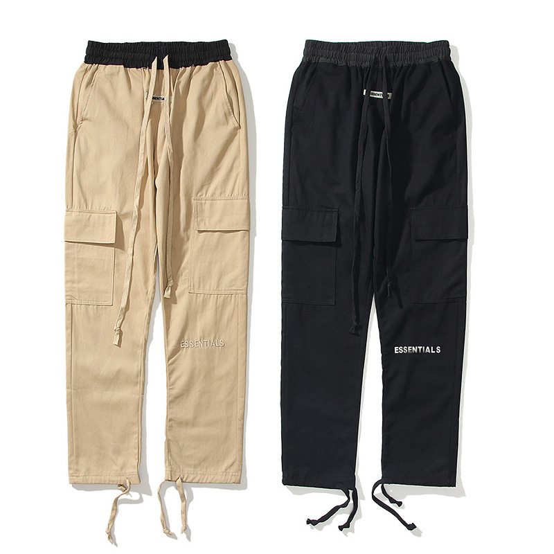 

2021 Essentials 3M Reflective Pants Men Designer Long Overalls Spring Oversize Many Bags Jeans Jumpsuit, Black