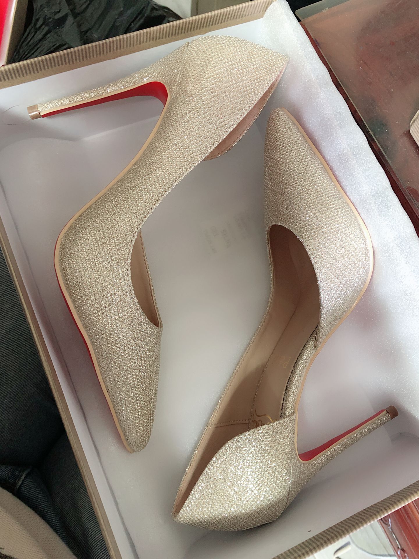 

Luxury Women Sadnals Wedding Dress Pumps,Paris Red Bottom Shoes Sandals High Heels "lou-Iriza" Red-Soles runbber designs party bri, Black