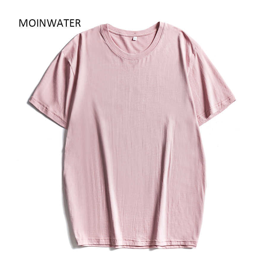

MOINWATER Women Solid T shirts Colors 100% Cotton Casual T-shirts Lady Base Tees Female Streetwear Tops MT20075 210702, Pink