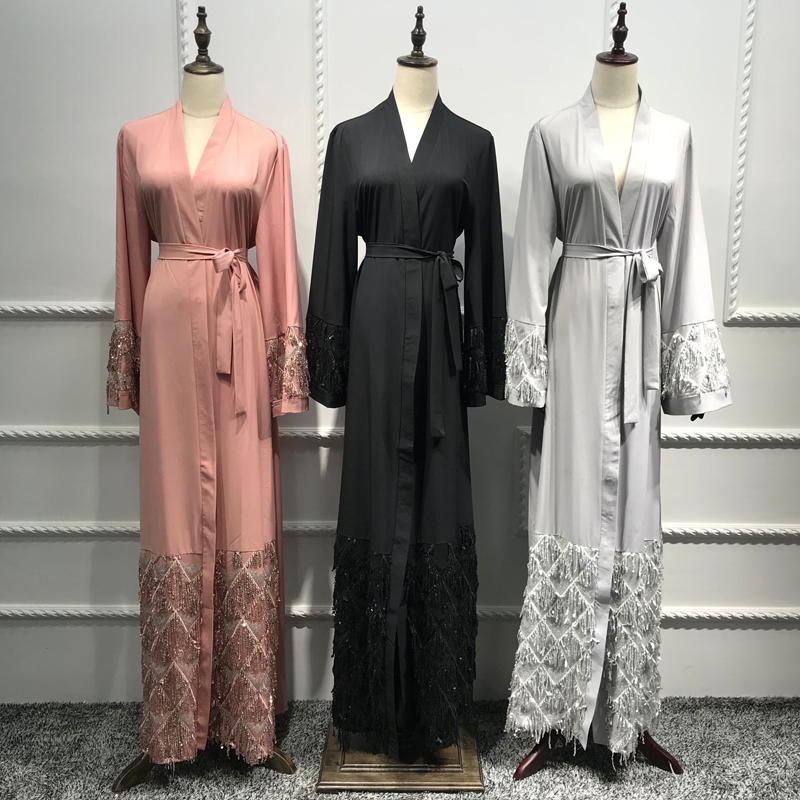 

Kaftan Abaya Sequined Muslim Hijab Dress Robe Dubai Caftan Marocain Jilbab Qatar Oman Abayas For Women Turkish Islam Clothing