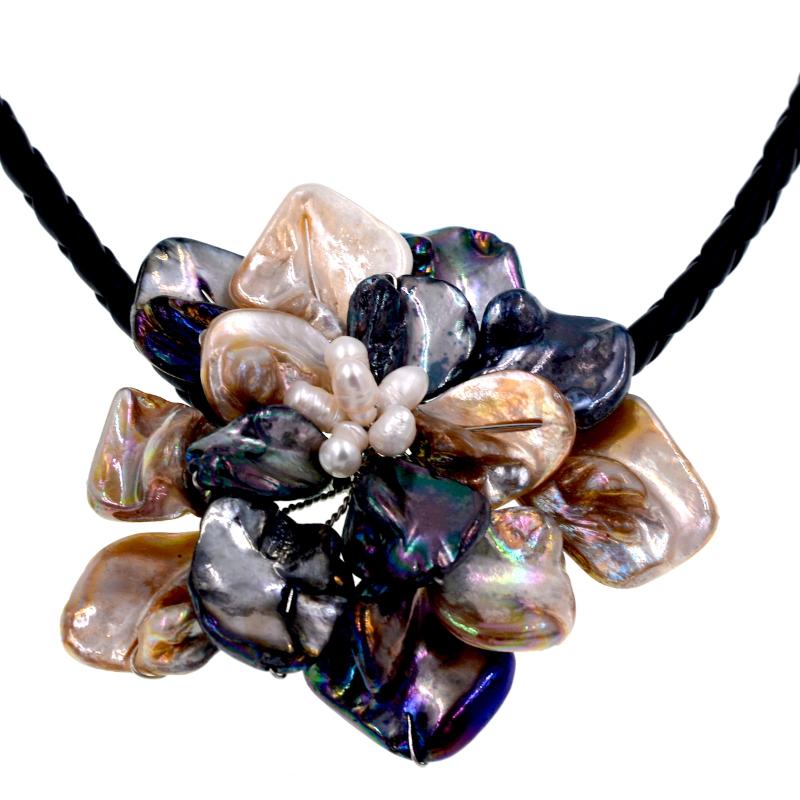 

Fashion White Blue Baroque Shell Flower Choker Necklace For Nice Lady Female Gift Chokers