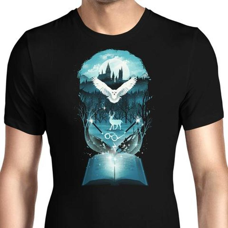 

Fashion and beautiful landscape pattern ins wind round neck men's and women's short-sleeved T-shirts are comfortable and loose, White;black