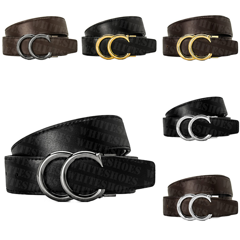 

Luxury Letter Buckle Belts Genuine Leather Cowskin Belt Mens Smooth Buckles Waistband Fathers Day Classic Gift, As pic