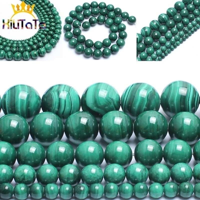 

Natural Genuine Malachite Stone Green Round Loose Spacer Beads For DIY Jewelry Making Bracelet Necklace 15'' 4/6/8/10/12mm