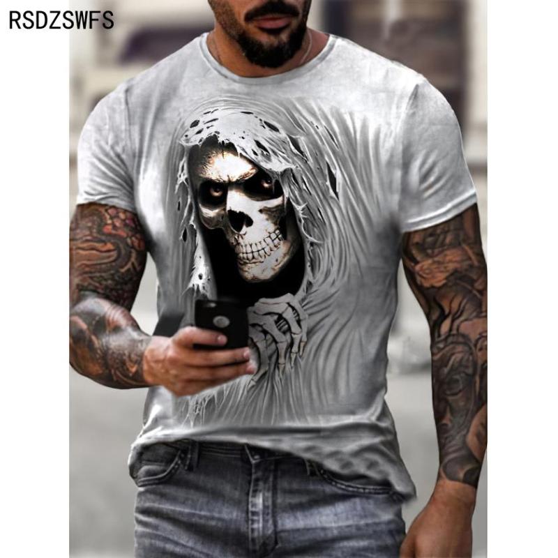 

Men's T-Shirts Summer Top Short Sleeve 2021 Fashion Street Funny T-shirt 3D Printing Custom Skull Graphic Pullover Oversized Loose Br, Lxq-ki0020