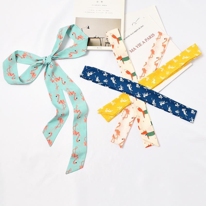 

Scarves 200cm Long Choker Women Silky Bandeau Scarf Pattern Print Hair Headband Bag Decoration Ties