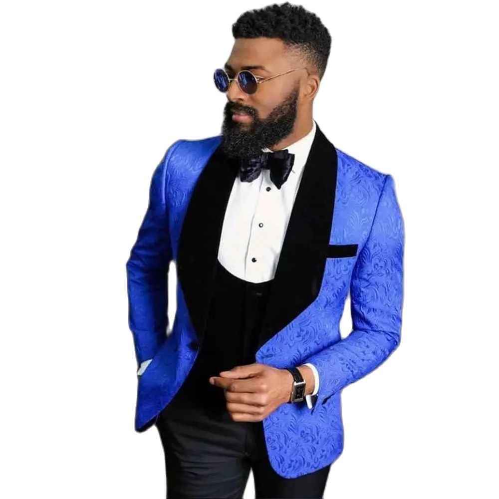

Men' Suits & Blazers Classic fine floral royal blue Veiai custom-fitting fitting 2021 wedding for the groom tuxedo 3 groomsmen'garments be, Photo color