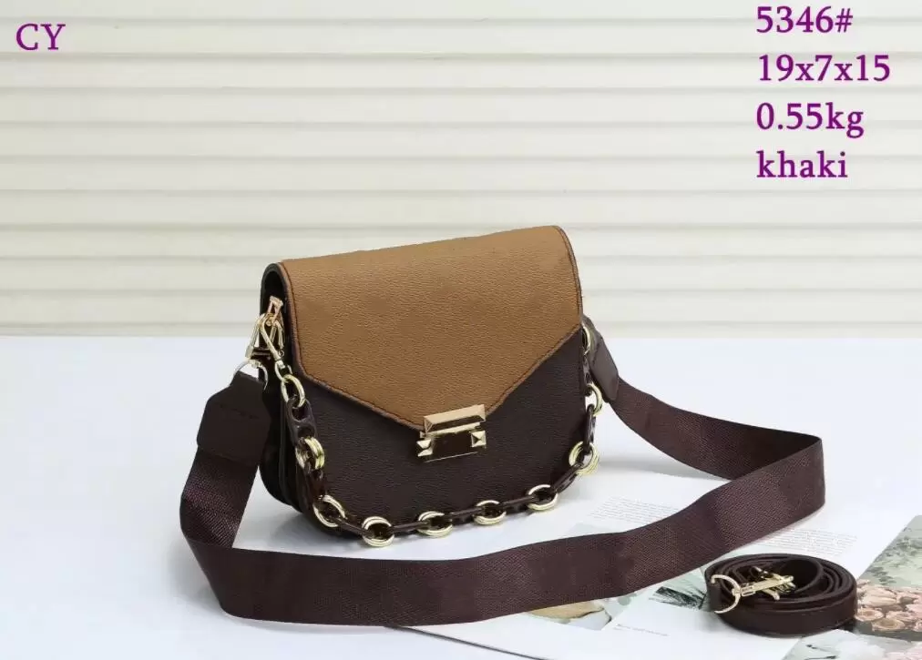 

Classic bags Lady Fashion CrossBody bag High Quality Letter Handbags Totes 2021 women Shoulder Envelope wholesale two-piece set, Brown