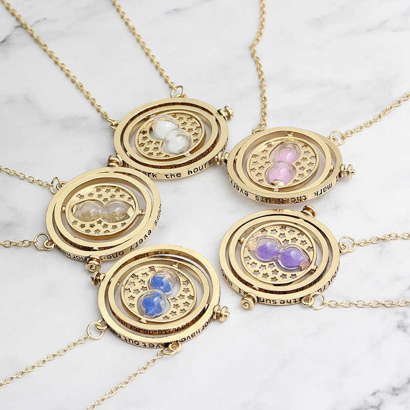 

24Pcs/Lot Fashion Time Turner Hourglass Vintage Pendant Jewelry Magic School Bae Choker Sand Pendant Dangle Necklace Wholesale X0707