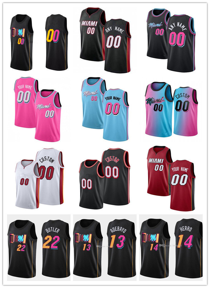 

75th Custom Mens Womens Youth Miami''Heat''2 Gabe Vincent 77 Omer Yurtseven 16 Caleb Martin Dwyane 3 Wade Basketball Jerseys, Black;red