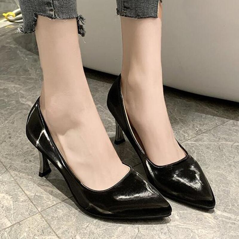 

Dress Shoes Women High Heels Fashion Party PU Leather Shallow Mouth Sexy Thin Pointed Toe Womens Zapatos De Mujer, Beige