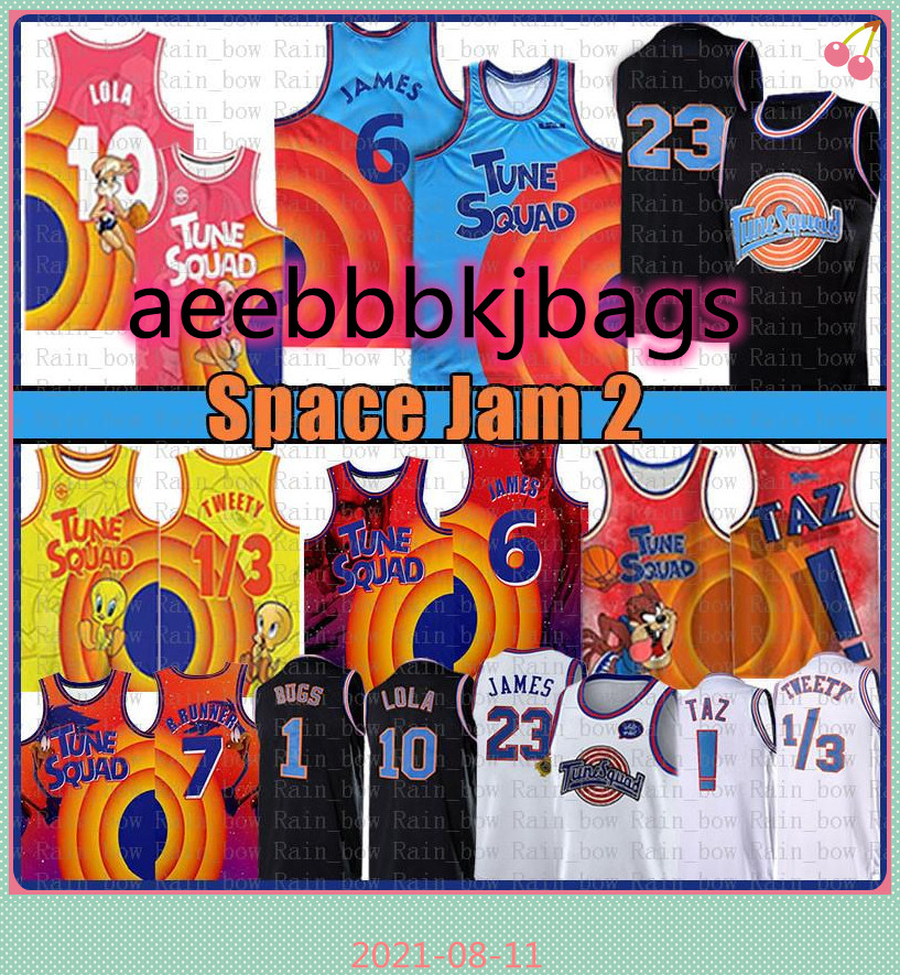 

Space Jam 2 Tune Squad Basketball Jersey 6 James 10 Lola ! Taz 1/3 Tweety 7 R.RUNNER Youth Mens Movie Lebron 2021 Blue Jerseys