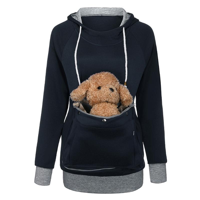 

Women's Hoodies & Sweatshirts Cat Lovers Sweatshirt Women Kangaroo Dog Pet Pullovers Cuddle Pouch Pocket Animal Ear Hooded Drop, Black