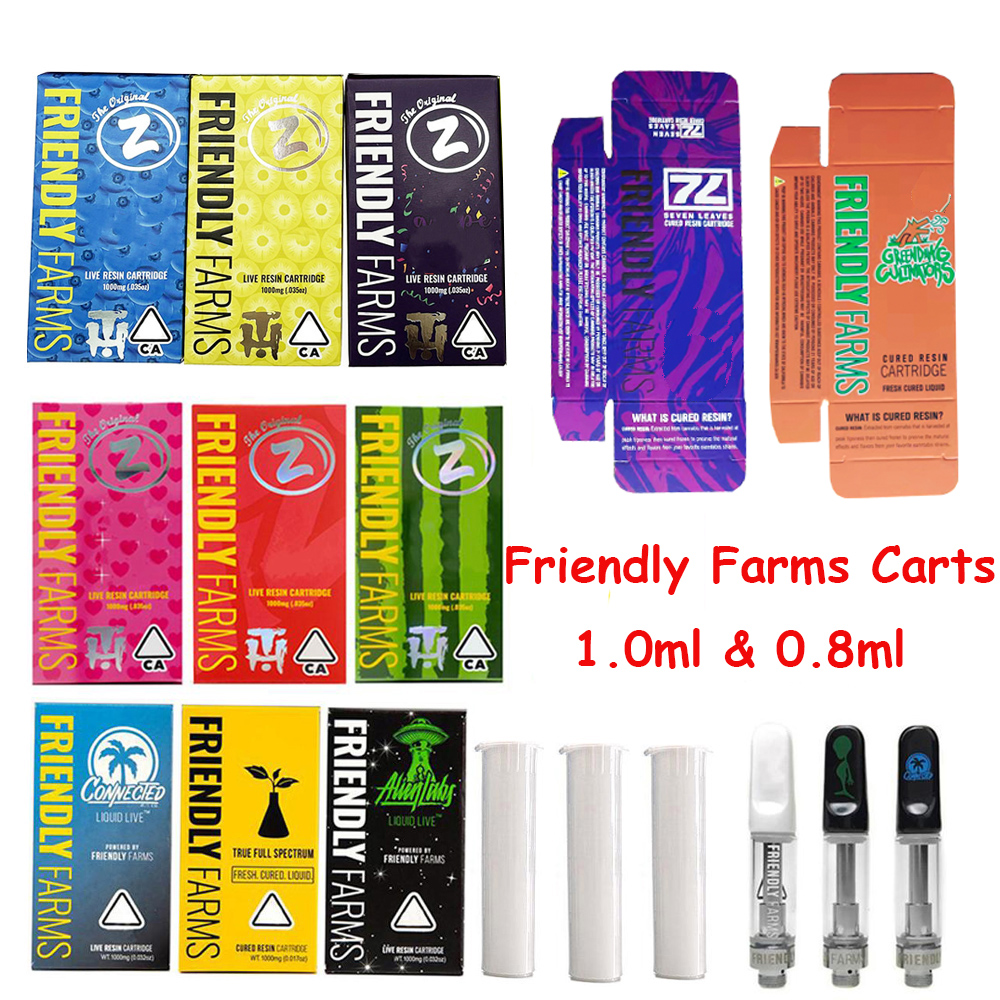 

Premium Friendly Farms Cartridges Atomizers 0.8 1.0ml Empty Ceramic Glass Thick Oil Vape Carts Dab Pen Vaporizer For 510 Thread Battery