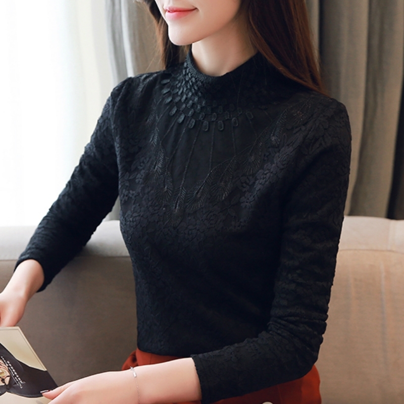 

Blouses Woman Autumn Long Sleeve Black Lace Blouse Women Shirts Plus Size Women Tops Blusas Womens Tops And Blouses C165 210602, Red