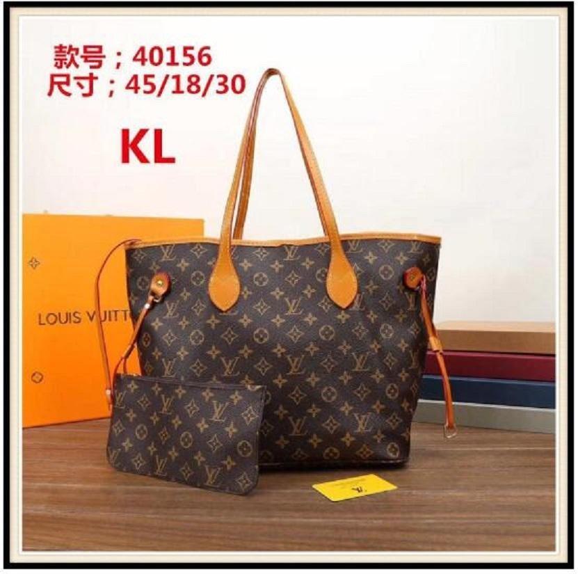 

2pcs/set women Luxurys bags handbags LOUIS bags vitton composite tote leather clutch shoulder bags ladies purse with wallet