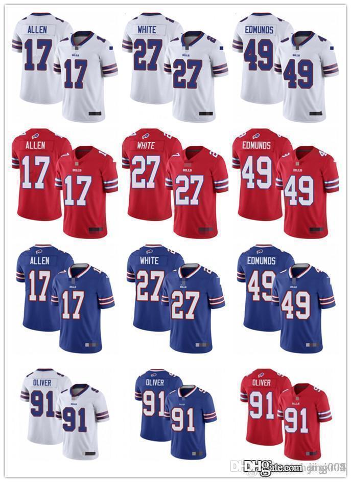 

Men Women Youth BuffaloBills27 Tre'Davious White 17 Josh Allen 49 Tremaine Edmunds 91 EdOliver custom Football Jersey, Black;red