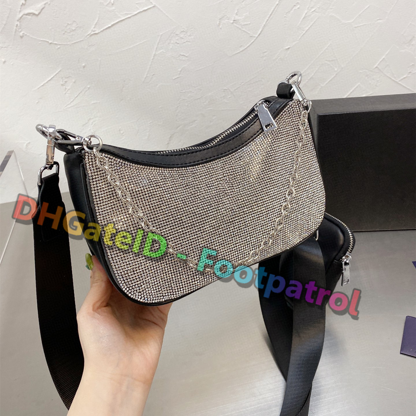 

2021 Diamonds shoulder bags fashionable Designers Classic must-have Handbag lady's elegant Handbags genuine leather women totes crossbody bag Satchel flap purses, No bags