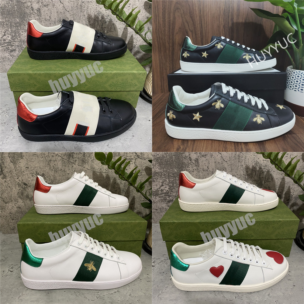 

2021 mens womens shoe bee snake tiger casual genuine leather shoes embroidery classic trainers python embroidered lover sneakers with box, Black