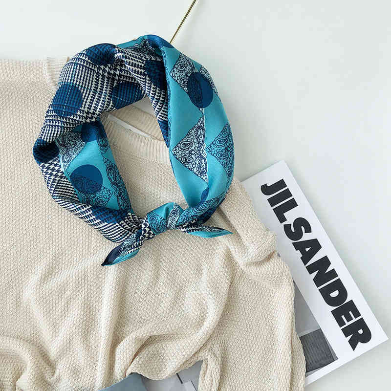 

2021 Point 100% Natural Silk Scarf Fashion Women Summer Beach Small Scarves Shawl Bandana Hijab Pashmina Poncho 53*53cm