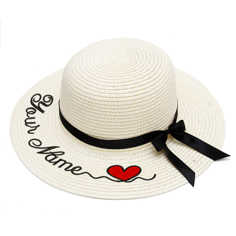

Embroidery Personalized Custom LOGO Your Name st hat Sun Hat Large Brim St Hat Outdoor Beach Summer Capsg e, H1