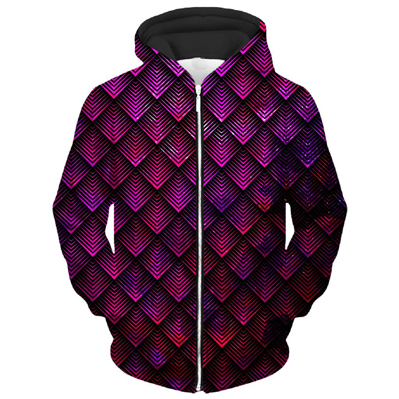 

Color grid pattern men s Zip-up Hoodie visual impact party top punk goth round neck high quality sweatshirt hoodie, Black