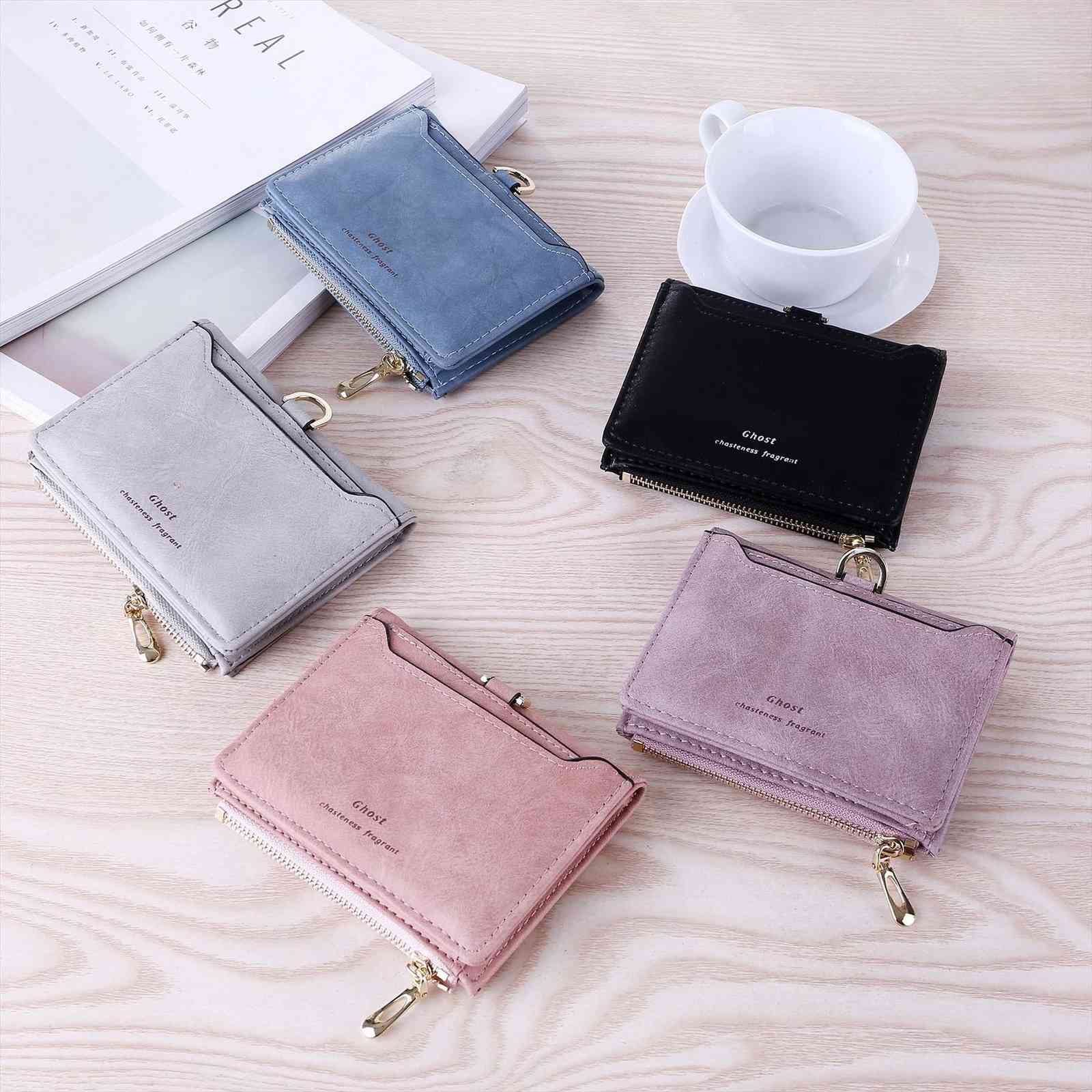 

women purse female short wallet zipper pu leather credit card holder handbag vintage letter bag carteira mujer, Red;black