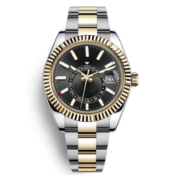 

Top Luxury Watch Mens Automatic Mechanical Calendar 42mm Stainless Steel Sky-Dweller GMT Men's Luminous Fashion Waterproof