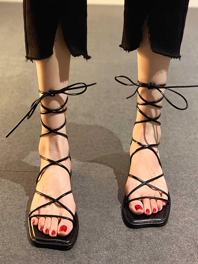 

Sandals Female Sandal Fashion Womens Shoes 2021 Block Heels All-Match Girls Gladiator Luxury Comfort Low Beige Chunky Summer Outside