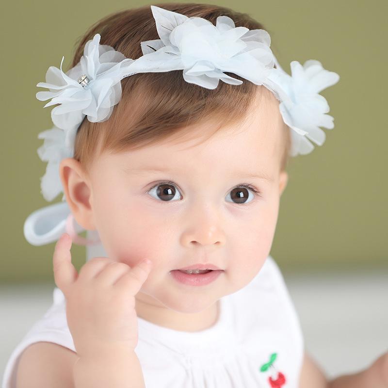 

Hair Accessories 1PCS Luxury Kids Floral Fairy Hairband Ribbon Crystal Princess Baby Girls Pink Flower Headbands Party Headwear, Slivery;white