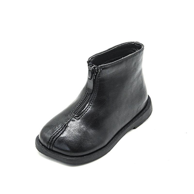 

Boots 2021 Autumn Children Genuine Leather Zip Ankle Kids Shoes Soft Sole Fashion Toddler Girls 21-30, Black;grey