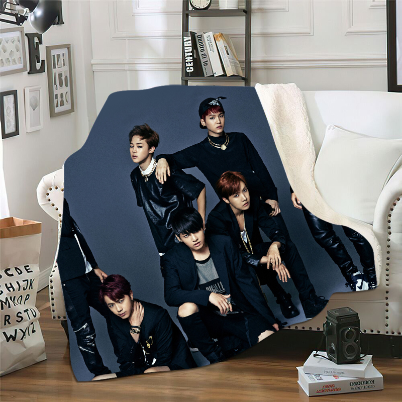 

Explosive 3D printing BTS Korean boy group combination series flannel blanket, air conditioning blanket, sofa and siesta blanket, full size