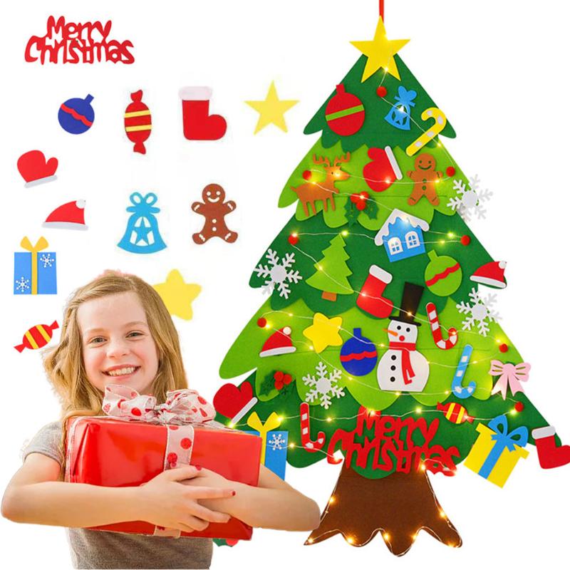 

Christmas Decorations LED Felt Tree DIY Merry For Home Ornament Xmas Navidad Gifts Santa Claus Year
