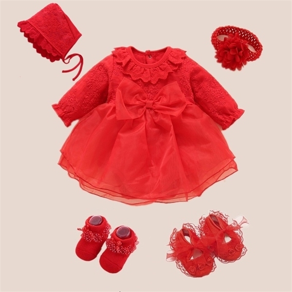 Girl&#039;s Newborn Girls Dress&Clothes Red Infant Baptism Vestidos White Dress Ropa Bebe Baby Girl Dresses 3 6 9 Months 1027-image-689157990