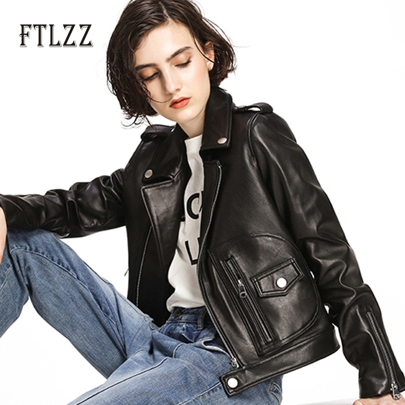 

Women Leather Jacket Spring Autumn Turn Down Collar Short Faux Coats Ladies Biker Moto Clothes 210602, Red