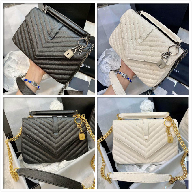 

black calfskin caviar classic Diamond quilted bag chains double flap medium Genuine Leather crossbody shoulder bags, #29