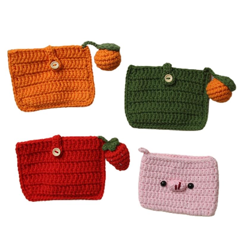 

Card Holders Hand-knitted Yarn Crochet Small Zero Wallet Change Purse Bag Lovers Girlfriend Gift, Lj