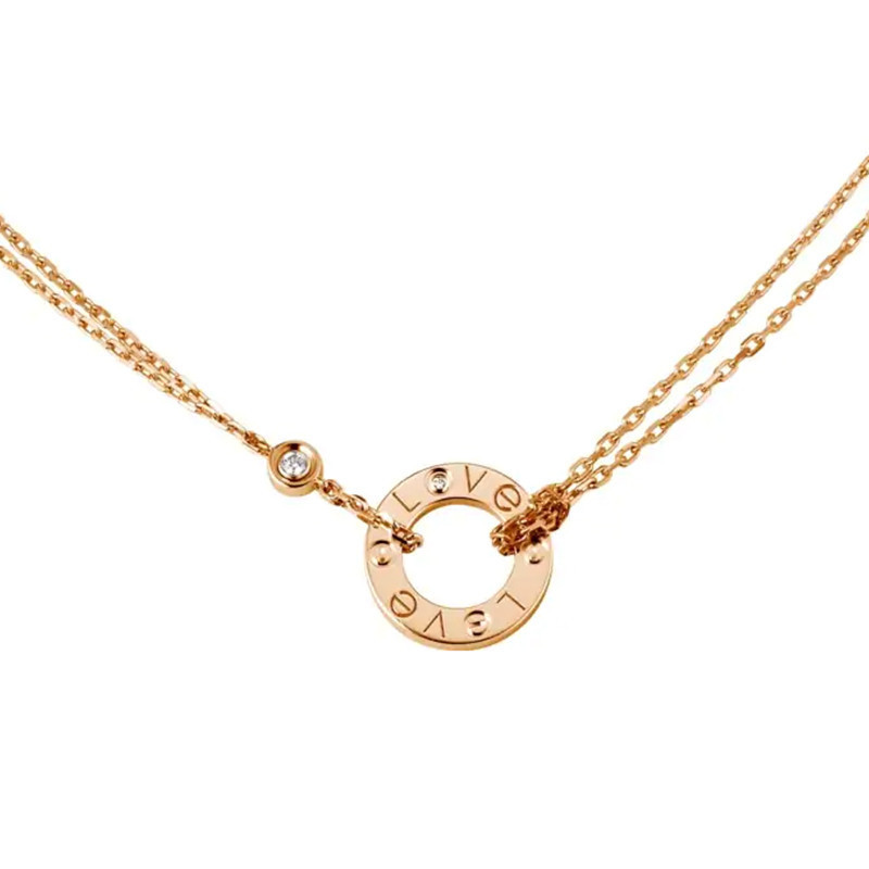 Car-tier rep Love Double Chain Pendant Designer Necklaces Jewelry Women's Classic Luxury Necklace with Single Diamond Gift Box X1108A