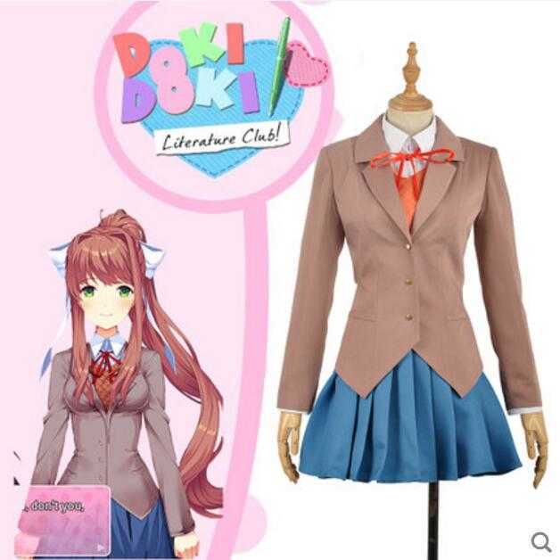 

Sayori Yuri Natsuki Monika Cosplay Costume Doki Literature Club Cosplay School Uniform Anime Halloween Costumes For Women Q0821, Black;red