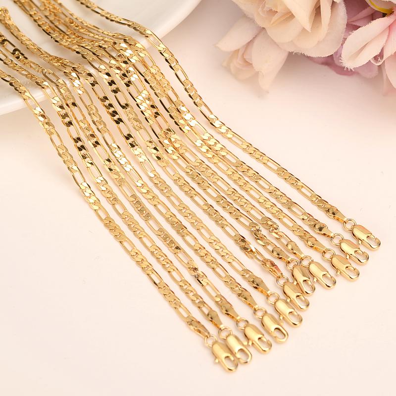 

Gold Filled Mens 5mm*60cm Italy Carved Flat Figaro Iced Out Hip Hop Necklace Bracelet Chain Men BoysJewelry Gift Chains